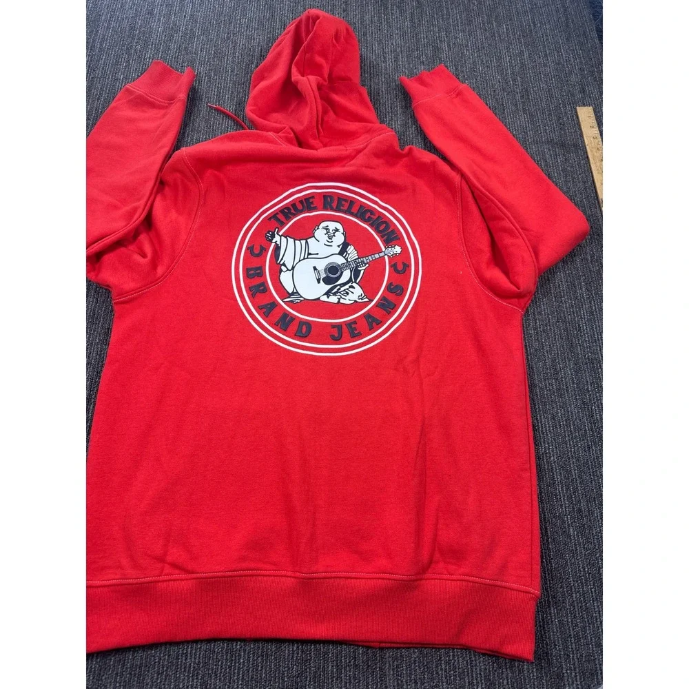 True Religion Mens Buddha Logo Seal Zip Hoodie True Red XL 108407 NEW